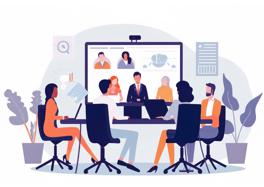 a graphic of people learning in person and virtually